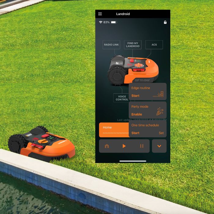 robot lawn mower cut to edge